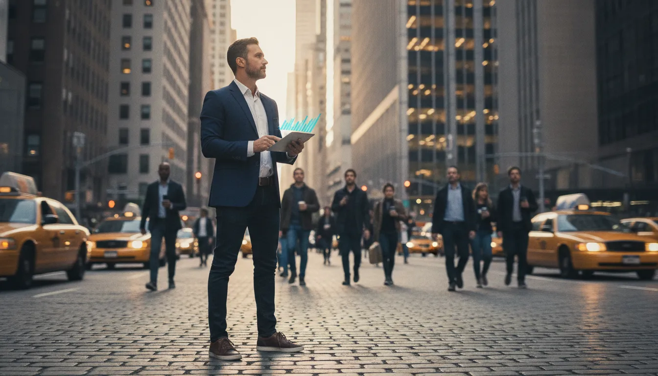 Empreendedor brasileiro em Nova York, representando o sonho americano para empreendedores em 2026.