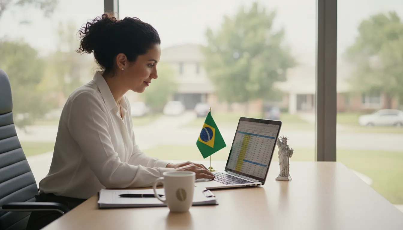 Empreendedor brasileiro focado em planejamento, buscando um visto para empreender nos EUA com sucesso.