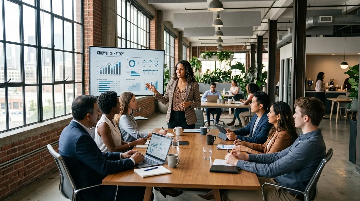 Empreendedor expandindo carreira e negócios para trabalhar nos Estados Unidos com equipe internacional.